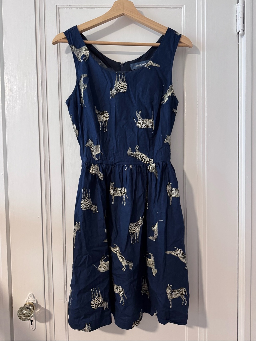 Mod Cloth Navy Zebra Print Sleeveless Dress
